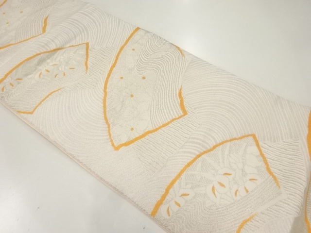 JAPANESE KIMONO / ANTIQUE FUKURO OBI / WOVEN STREAM & FLOWER